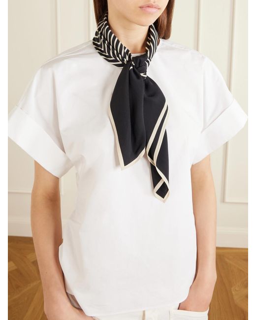 Totême Black Monogram Silk Scarf