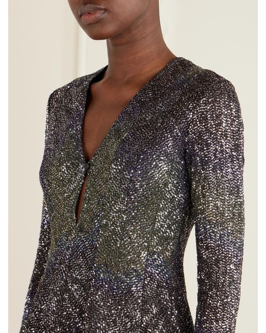 Missoni Gray Striped Metallic Crochet-Knit Mini Dress