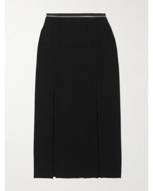 Helmut Lang Black Zip-detailed Stretch-ponte Midi Skirt