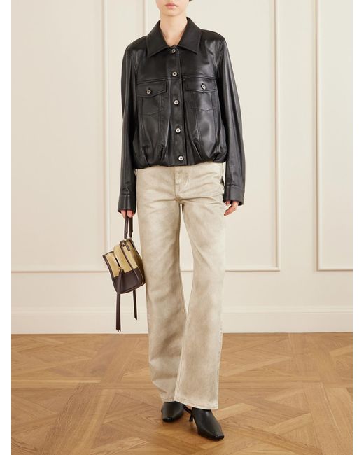 Loewe Black Gathered Leather Jacket