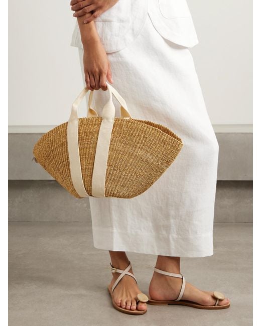 Muuñ Natural Sophie Canvas-Trimmed Woven Straw Tote