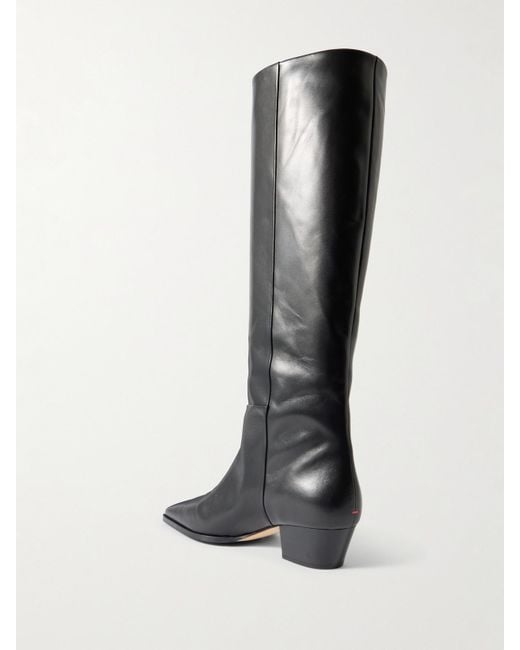 Aeyde Black Medea Leather Knee Boots