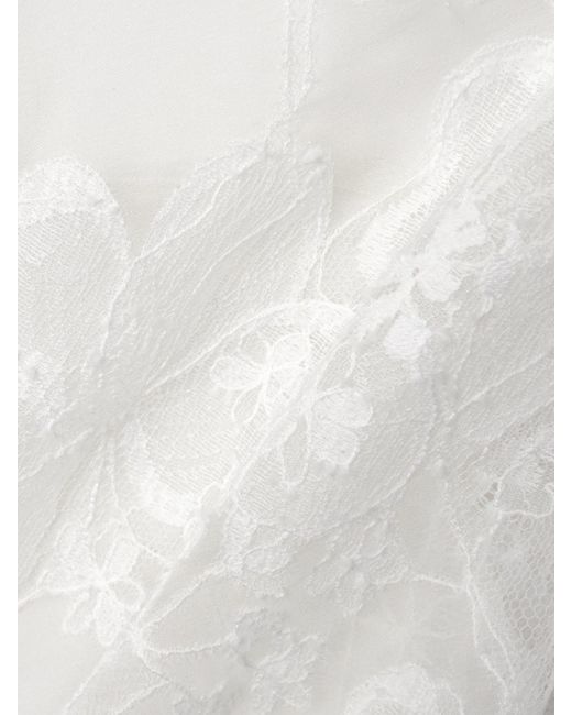 Carine Gilson White Lace-Trimmed Silk-Satin Nightdress