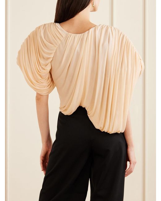 Maticevski Natural Draped Chiffon Blouse