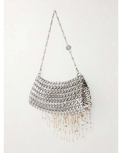 Rabanne White Sac A Main Beaded Chainmail Shoulder Bag