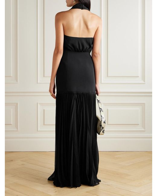 Veronica de Piante Black Iris Neckholder-Maxikleid Aus Crêpe Mit Plissee