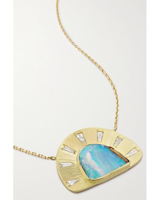 Brooke Gregson Metallic Sun Ray 18-karat Gold, Opal And Diamond Necklace