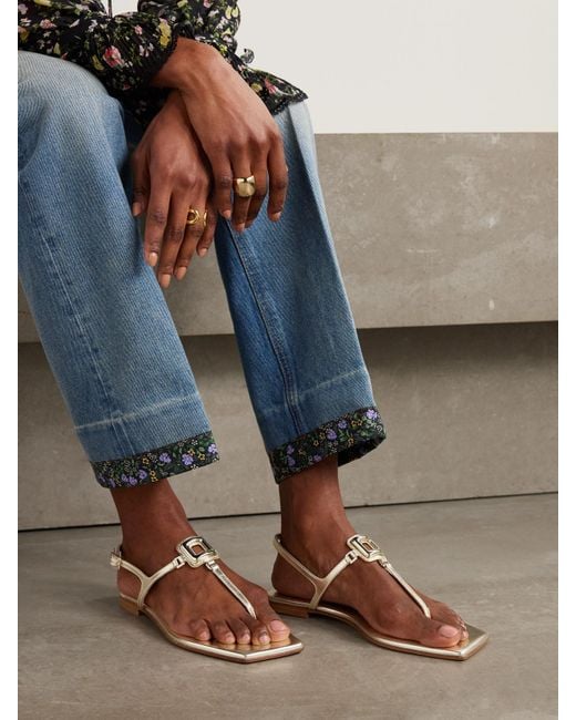 Roger Vivier Natural Viv By The Sea Sandalen Aus Metallic-Leder