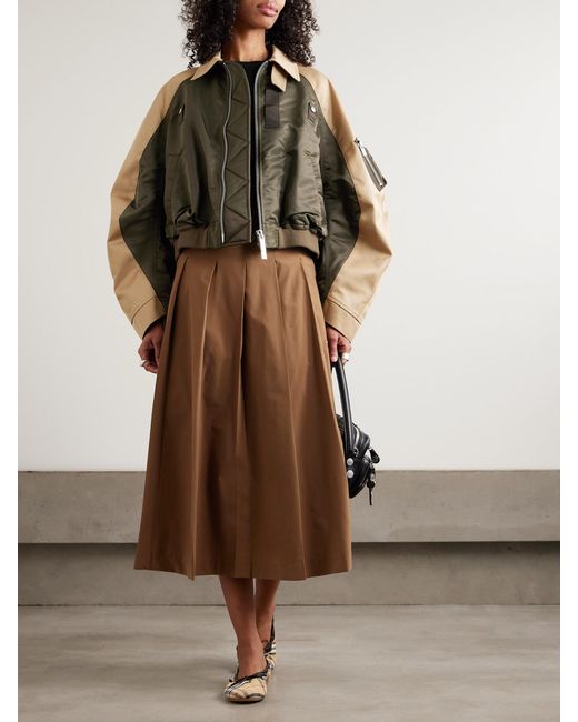 Sacai Green Oversized Cotton-Canvas And Shell Bomber Jacket
