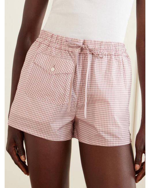 Valentino Garavani Pink Checked Cotton-Poplin Shorts