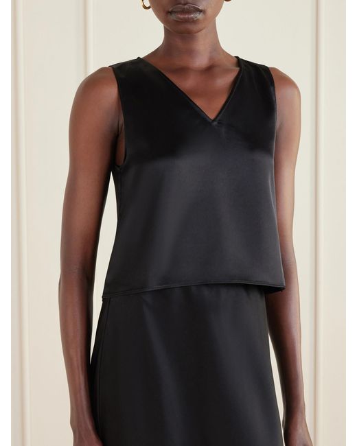 Leset Black Barb Satin Tank Top