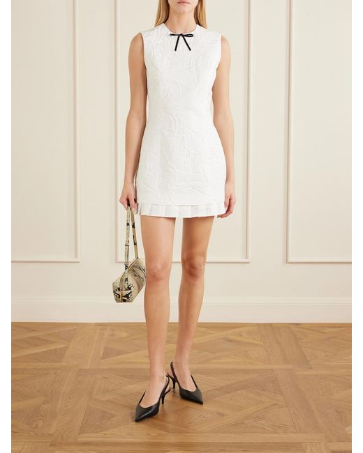 ShuShu/Tong White Bow-Detailed Cotton Mini Dress
