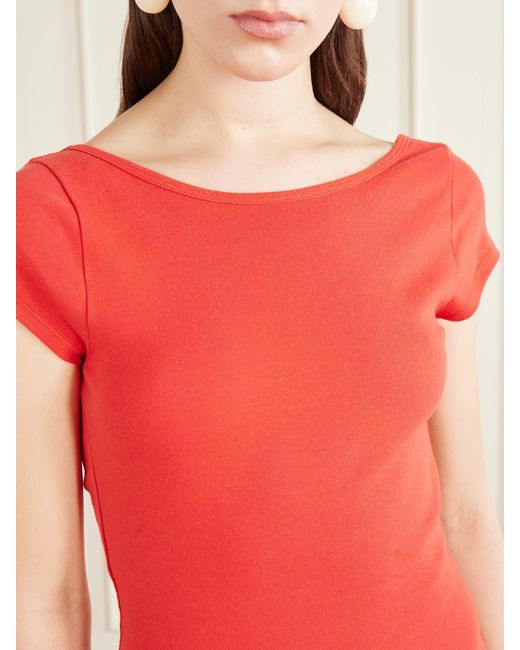 Matteau Red Open-Back Cotton-Jersey Mini Dress