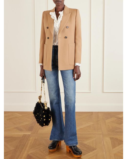 Chloé Black Chain Horse Embellished Shearling Shoulder Bag