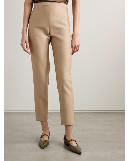 Salon 1884 Natural Laconi Cotton And Silk-Blend Tapered Pants