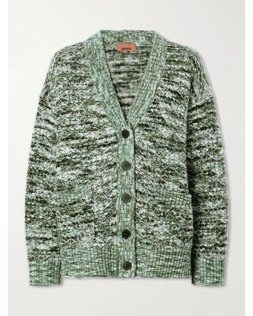 Missoni Green Oversized Knit Wool-Blend Cardigan