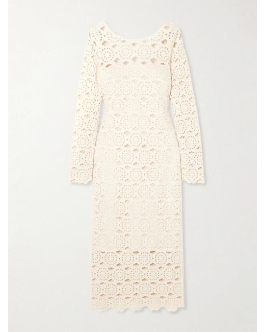 Robe Midi En Coton Crocheté Marsielle Cara Cara en coloris Natural