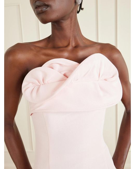 Magda Butrym Pink Strapless Silk-Crepe Midi Dress