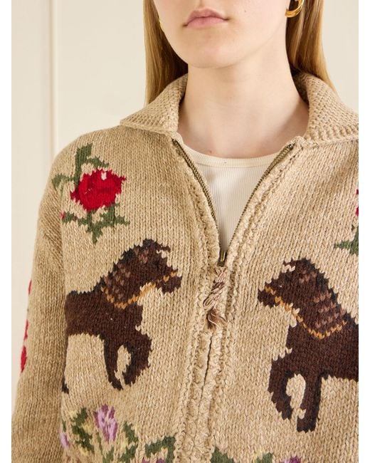 Polo Ralph Lauren Natural Embroidered Cotton And Wool-Blend Cardigan