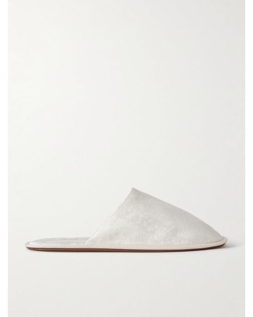 The Row White Frances Slippers Aus Glänzendem Jacquard