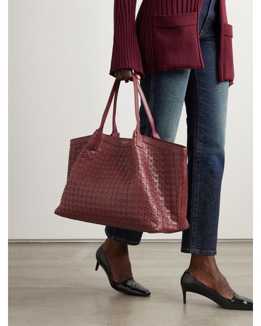 Serapian Red Secret Large Woven Leather Tote