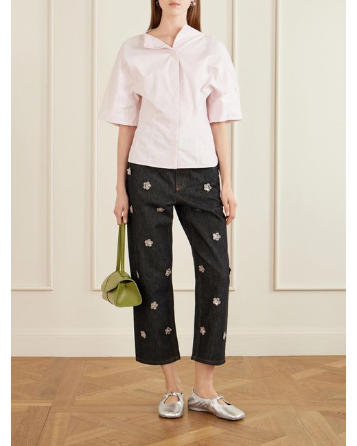 Marni Black Appliquéd Straight-Leg Jeans