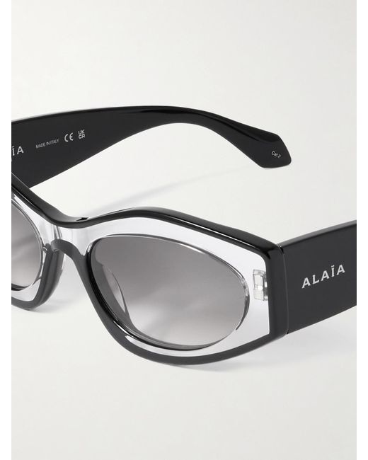 Alaïa Gray Two-Tone Cat-Eye Acetate Sunglasses