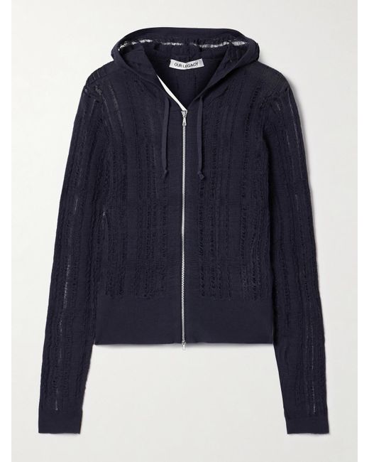 Our Legacy Blue Compact Kapuzenjacke Aus Einer Baumwollmischung