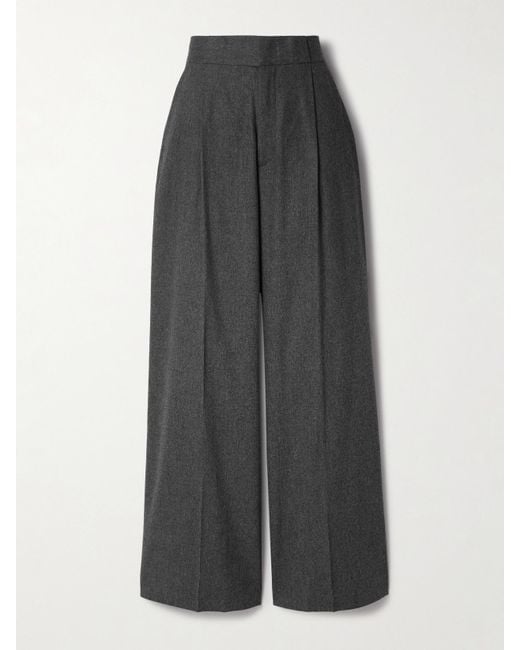Sa Su Phi Gray Bogart Pleated Wool-Blend Flannel Wide-Leg Pants
