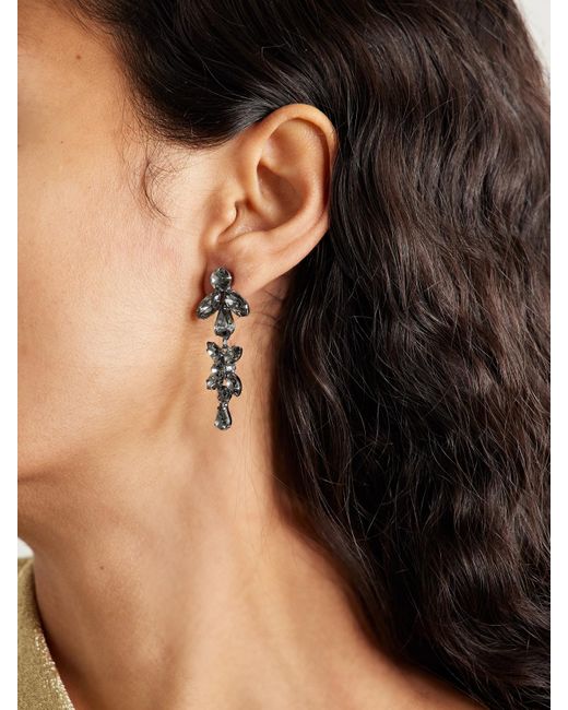 Jennifer Behr Black Liss Gunmetal-Tone Crystal Earrings
