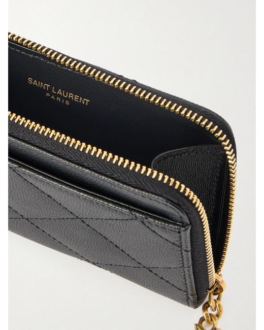 Saint Laurent Black Quilted Textured-Leather Wallet