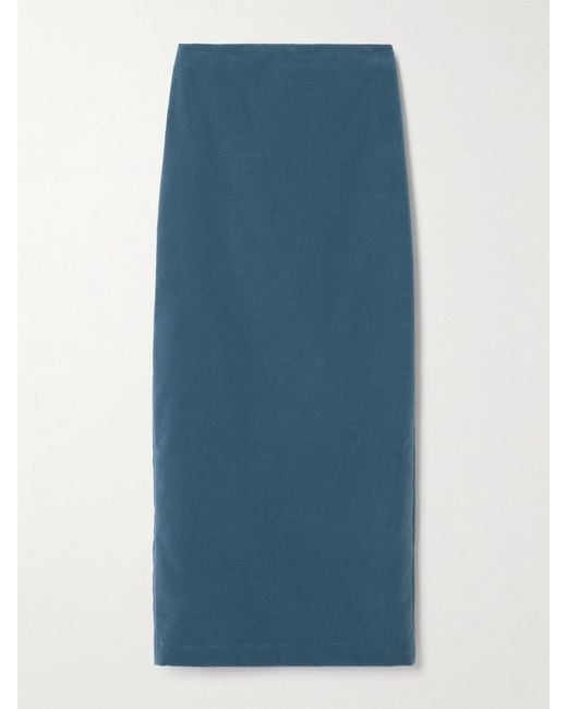 Blazé Milano Blue Jealousy Sussex Cotton-Velvet Midi Skirt