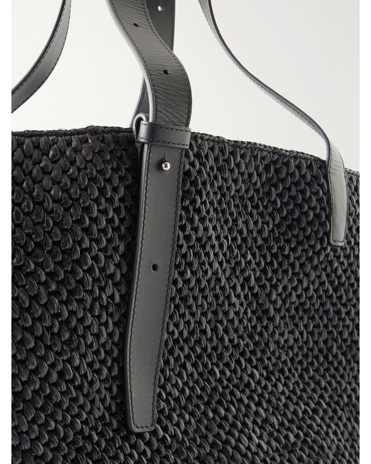 LIE STUDIO Black The Bianca Leather-Trimmed Raffia Tote