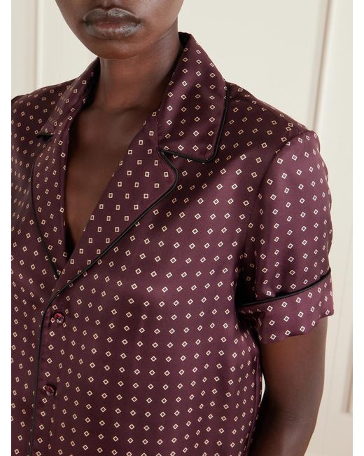 Saint Laurent Red Printed Silk-Twill Shirt