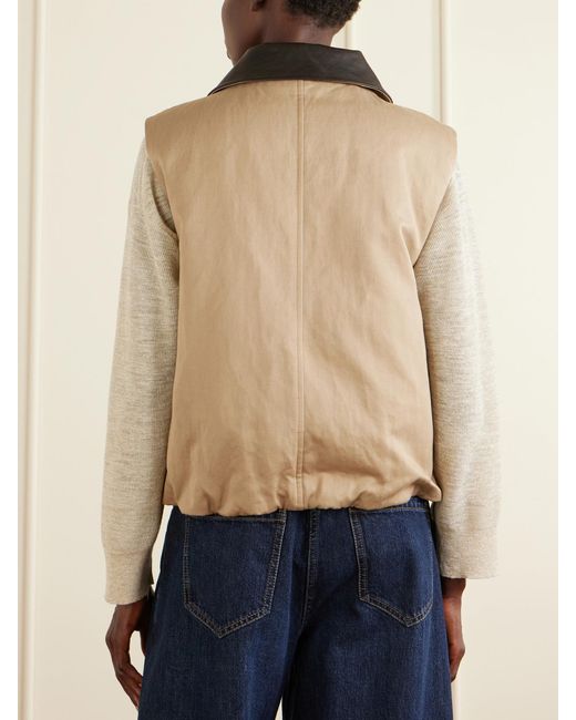 Brunello Cucinelli Natural Reversible Checked Padded Cotton And Linen Gilet