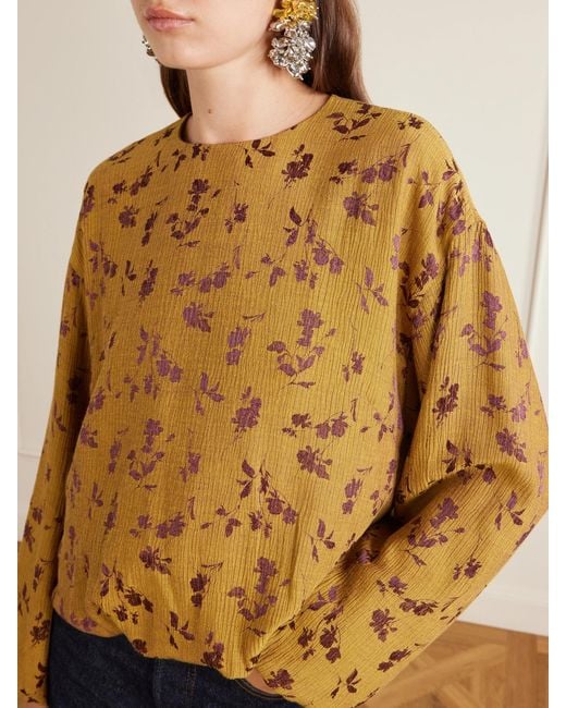 Dries Van Noten Metallic Floral-Jacquard Cloqué Blouse