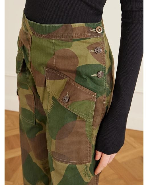 RRL Green Camouflage-Print Cotton Wide-Leg Pants