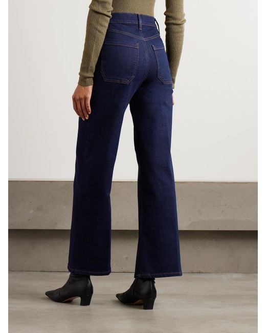 FRAME Blue Le Slim Palazzo Modernist Pocket Hoch Sitzende Jeans Mit Weitem Bein