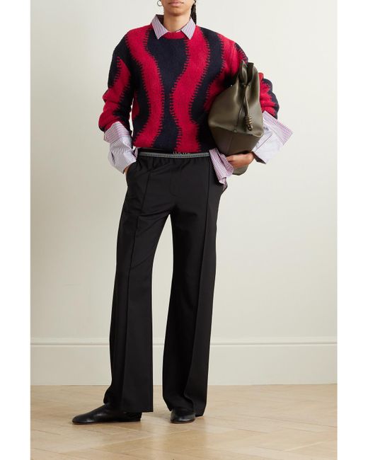 Loewe Red Colorblocked Wool-blend Sweater