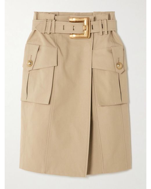 Balmain Natural Rock Aus Baumwollgabardine Mit Wickeleffekt Und Zierknöpfen