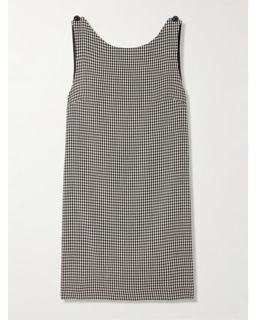 Dolce & Gabbana Gray Open-Back Houndstooth Wool-Blend Mini Dress