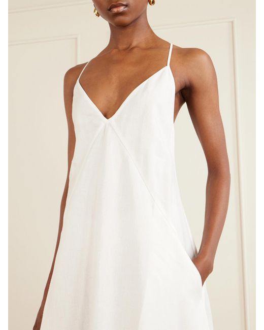 Another Tomorrow White Linen-Canvas Maxi Dress