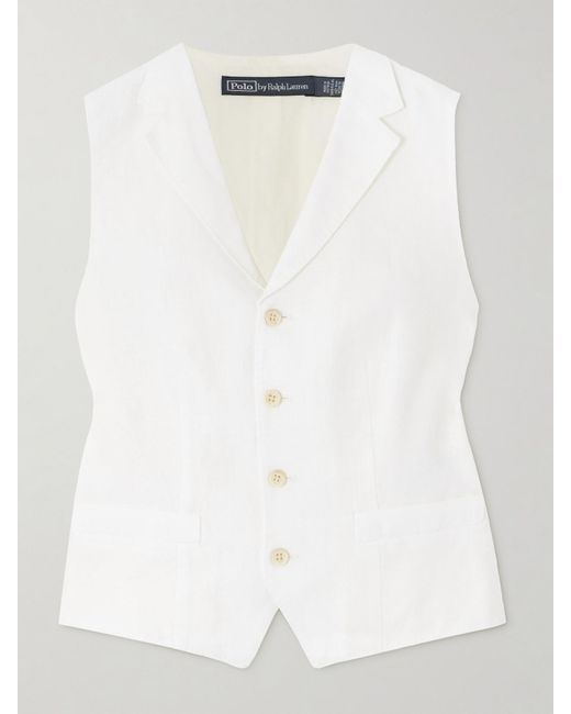 Polo Ralph Lauren White Pauline Linen Vest