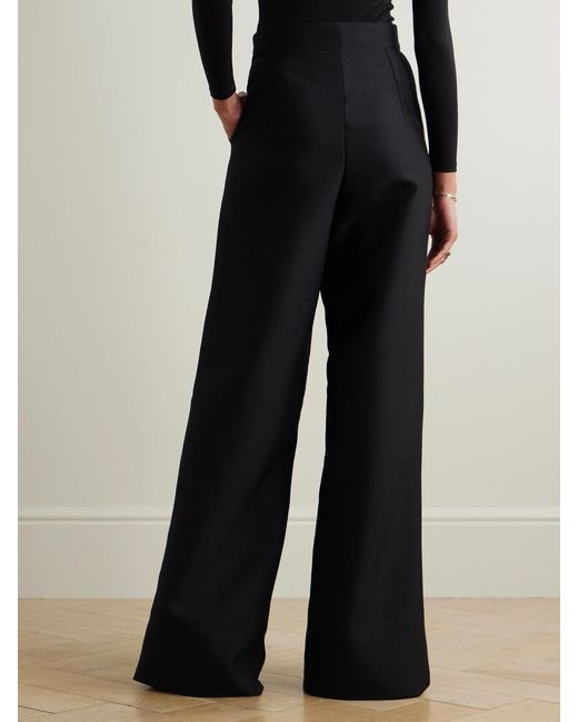 Maticevski Black Rival Wool And Silk-Blend Wide-Leg Pants
