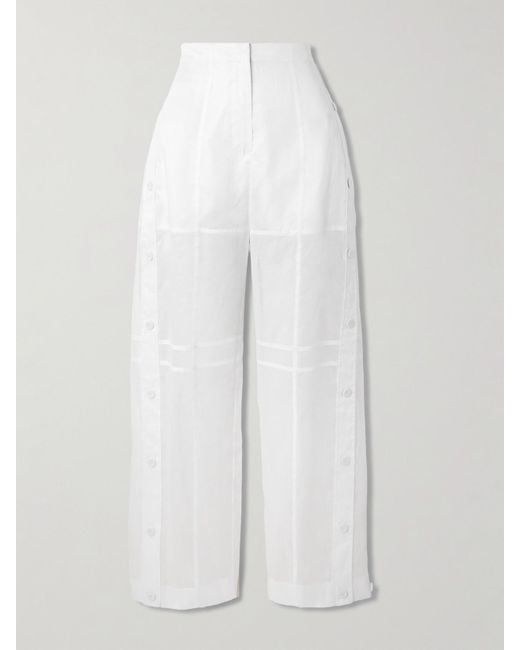 Jil Sander White Paneled Cotton-Voile Wide-Leg Pants