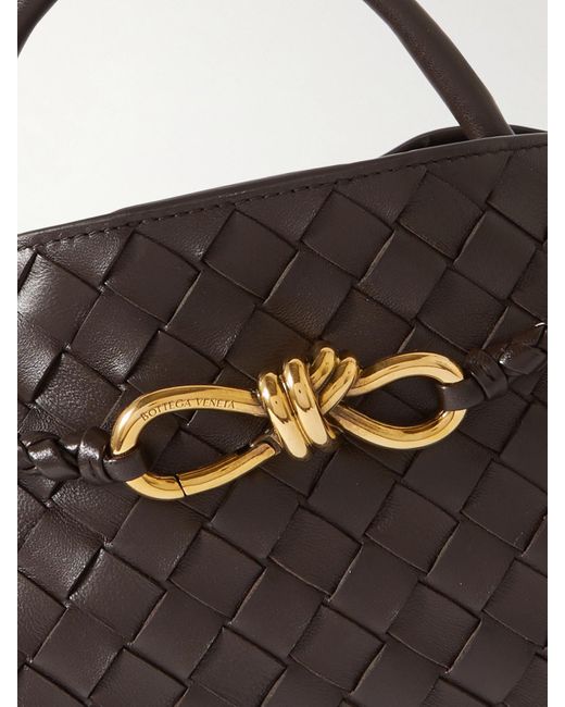 Bottega Veneta Brown Andiamo East-West Small Intrecciato Leather Tote