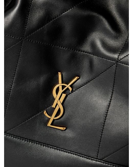 Saint Laurent Black Jamie Shopping Schultertasche Aus Gestepptem Leder Mit Applikation