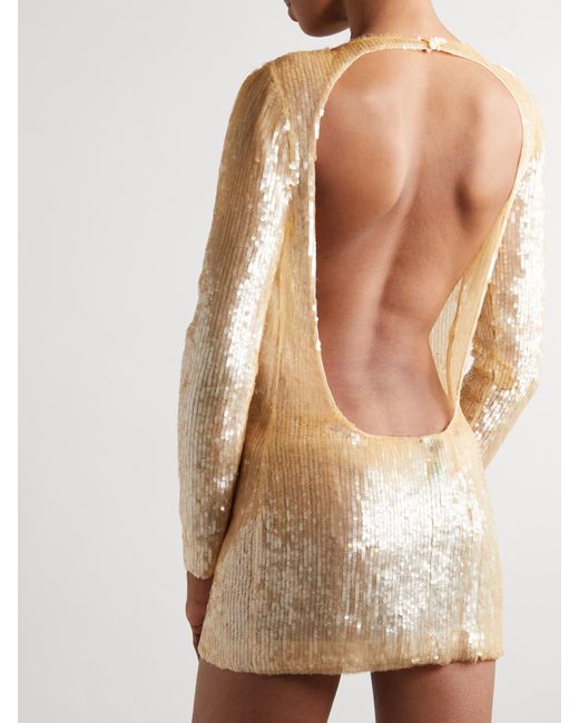 Tom Ford Natural Minikleid Aus Tüll Mit Pailletten
