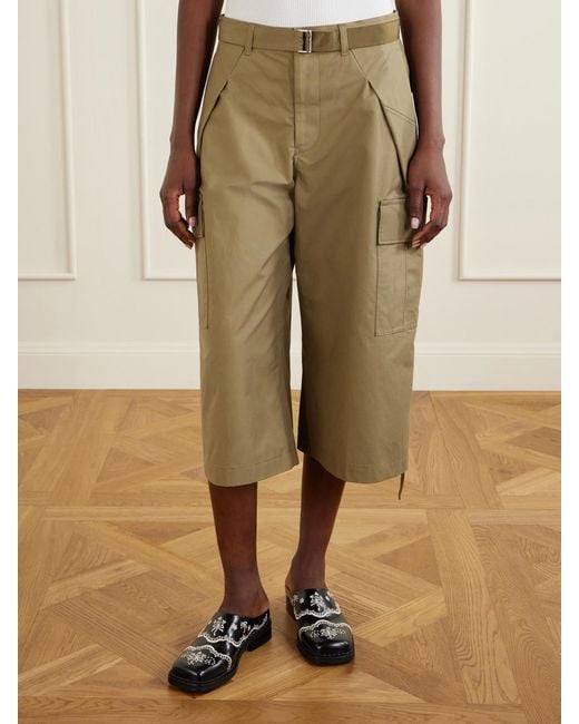 Sacai Natural Cotton Wide-Leg Cargo Pants