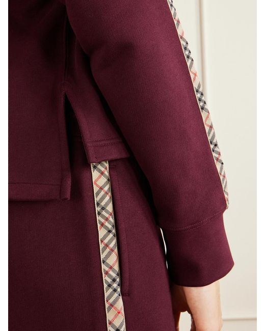 Burberry Purple Harper Checked Cotton-Jersey Zip-Up Hoodie